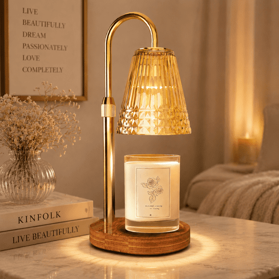 Candle Warmer Lamp with Timer Black Wax Melt Warmer Height Adjustable, Dimmable, with 2 Bulbs, Modern Farmhouse Decor for Home, Bedroom, Gifts for Women, Birthday, Housewarming