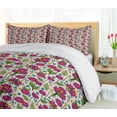 thumbnail image 5 of Ambesonne Botanic Duvet Cover Sets, Poppy Flower Bouquet Leaves, 2-King, Green Pink Pale Eggshell, 5 of 7