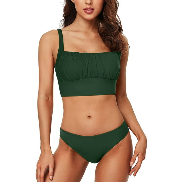 Charmo Push Up Bikini Swimsuits for Women Cropped Bikini Top Two Pieces Bathing Suits