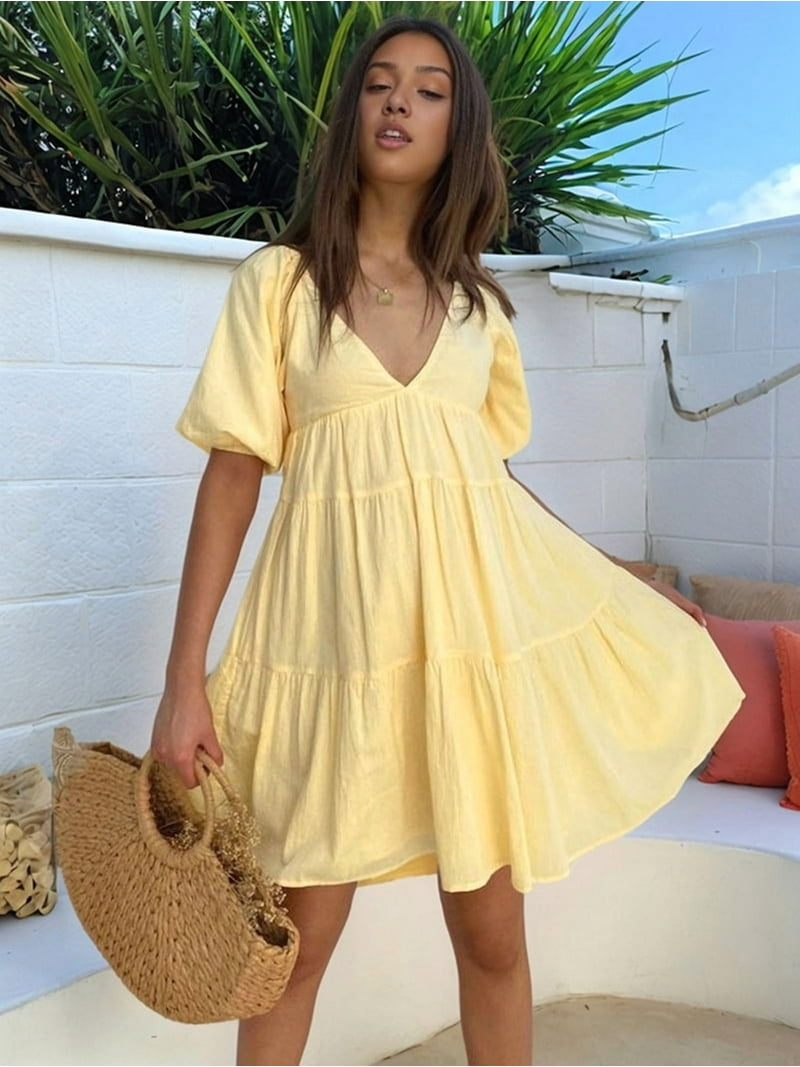 slim fit dress slacks Della Mini Dress Butter | Yellow | Womens main image 1