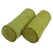 Blazing Needles 9814-CD-S2-MS-ML 20 x 8 in. Double-Corded Solid Microsuede Bolster Pillows with Inserts, Mojito Lime - Set of 2