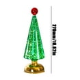 thumbnail image 3 of Christmas Light-Up Tree Decoration, Magenta, Green, Gold Glass Mini Tree with Candle Lights, Festive Ornament for Home Mantel, Shelf, Tabletop, Soft Glow Enhances Holiday Atmosphere, 11in/27cm, Green, 3 of 4