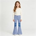 thumbnail image 2 of Glisme Little Girls Trousers Colorblock Zip Front With Pockets Autumn Cozy Girls Flare Leg Pants, 2 of 4