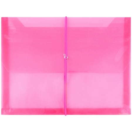 UPC: 0701806399618 | JAM Plastic Elastic Envelope  9.8x13x2.6  1/Pack  Fuchsia Pink  2 5/8 Expansion