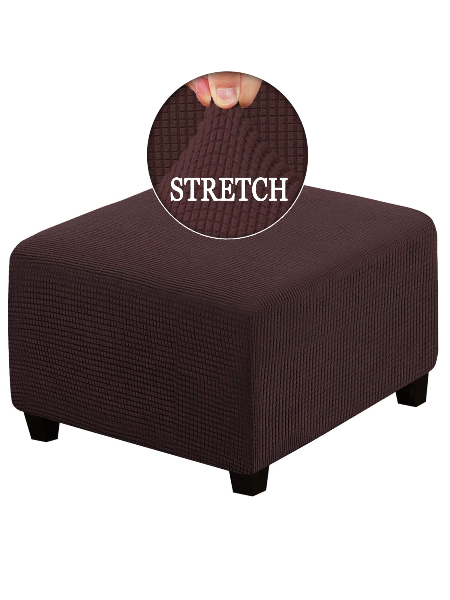 KBOOK Ottoman Cover Square Ottoman Slipcover Stretch Jacquard Footstool