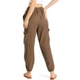 thumbnail image 3 of C'est Toi Women's High Rise Baggy Cargo Woven Tencel Jogger Pants (M, Camel), 3 of 3