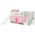 thumbnail image 3 of Low Loft With Stairs, Easy Slide & Light Pink & White Farmhouse Curtain, White, 3 of 10