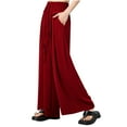 thumbnail image 2 of Wancir Fashion Womens Casual Solid Color Elastic Loose Pants Straight Wide Leg Trousers With Pocket, 2 of 6