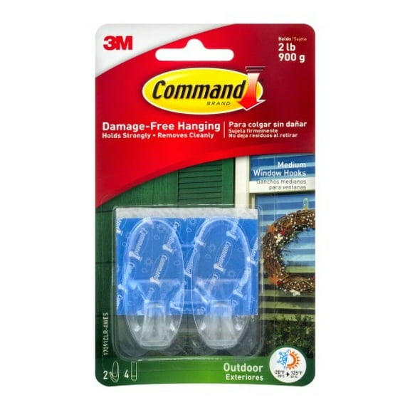 Command Outdoor Medium Clear Window Hooks (Pack of 4)