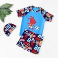 thumbnail image 4 of Boys Swimsuits 5T-6T Cartoon Dinosaur Prints Bathing Suit Set Short Sleeve Shirts Shorts Hat 75 PC Rash Guard Sunsuit Boy Swimming Suits Kids Swimwear Sets Z02 Sky Blue 5-6 Years, 4 of 5