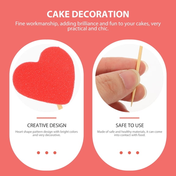 Homoyoyo Valentine's Day Heart Shaped Cake Picks Red Paper Decorations 50 Pieces Party Supplies