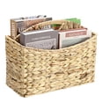 thumbnail image 2 of Standard Woven Water Hyacinth Magazine Holder, 2-Section Natural Storage Basket With Handle For Books, Files, Home And Office, 2 of 8