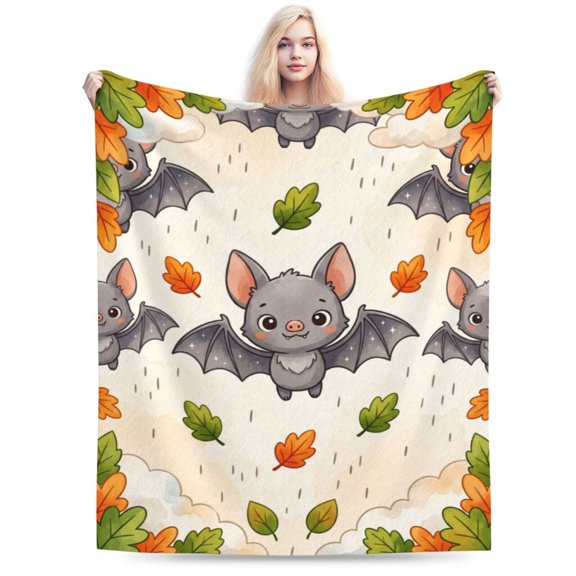 Bat Halloween Blanket, Cute Gothic Bat Flannel Throw Blanket, Ultra Soft Cozy Blanket for Couch, Sofa, Bed, Party Decor, Bat Lover Gift 50x40