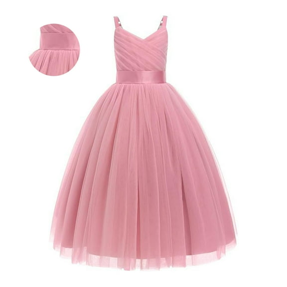 Kids PinkDresses for Girls Ruffle Sleeveless Toddler Tulle Dress Sun Dresses Girls Dresses Size 6-8 Years