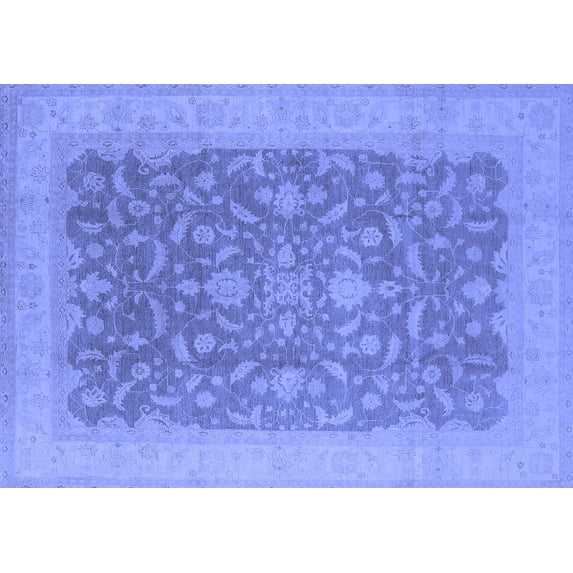 Ahgly Company Machine Washable Indoor Rectangle Oriental Blue Industrial Area Rugs, 2' x 5'