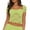 Green, variant on Aojekbee Women Lace Top, Short Sleeve Pleated See-through Slim Fit Summer Crop Top Clubwear