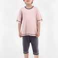 thumbnail image 2 of Ensemble Blouse et Pantalon en Coton Polyester à Manches Courtes et Col Rond pour Garçons et Filles, Tissu Doux et Respirant, Tenue Décontractée pour la Maison, Taille 2-16 Ans, 2 of 9