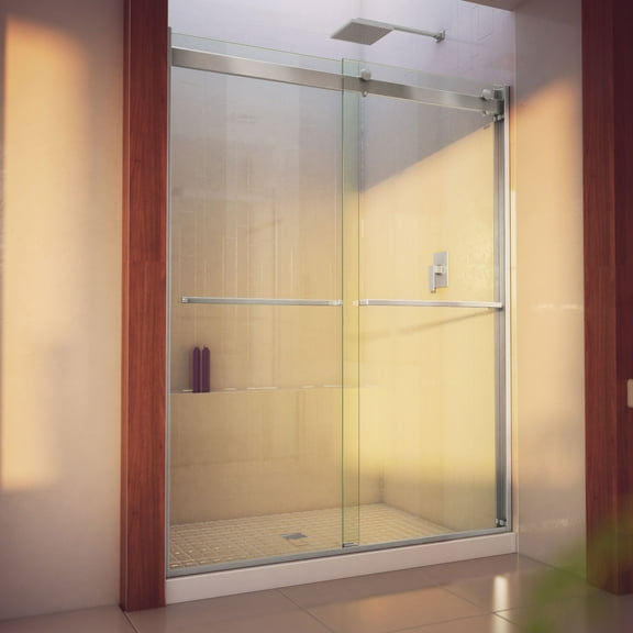 DreamLine Essence-H 56-60 in. W x 76 in. H Semi-Frameless Bypass Shower Door in Brushed Nickel