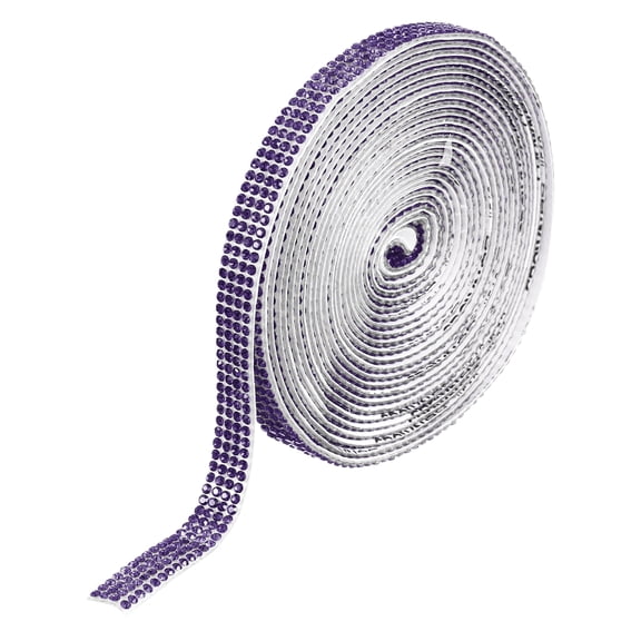 Uxcell Self Adhesive Rhinestone Strips, 4 Yards Crystal Rhinestone Ribbon Bling Diamond Stickers Wrap, Violet