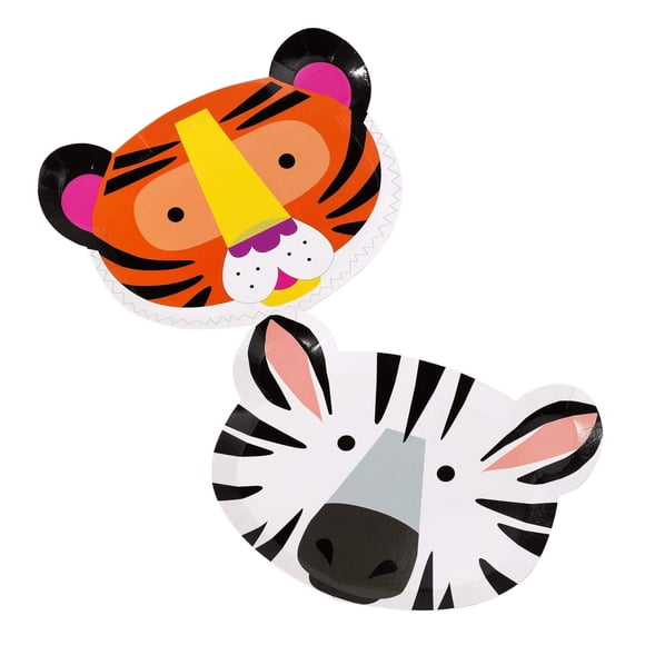 Talking Tables Assiettes de Fête Safari Jungle Zoo Animal Tigre Zèbre, Lot de 12, Largeur 23cm, 9 Pouces, Orange, Blanc et Noir