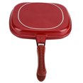 thumbnail image 1 of HURRISE Poêle à Frire Carrée Rouge de 28 cm à Double Face Poêle Antiadhésive pour Barbecue Gril Fournitures de Cuisine, Poêle à Griller, 1 of 8