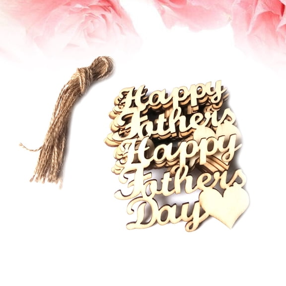 Masteelf Happy Fathers Day Wood Hanging Decor 10pcs DIY Beige Festival Party Home Gathering 25cm Long
