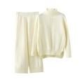 thumbnail image 2 of Lilgiuy Womens Leisure Knit Sets Two Piece Turtleneck Long Sleeve Pullover Sweater Tops Soft Comfort Pants Tracksuit Daily Casual Wear, 2 of 5