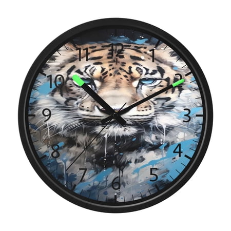 DIXRUYEE Voice Activated LED Night 12in Clock with Tiger Art Pattern
