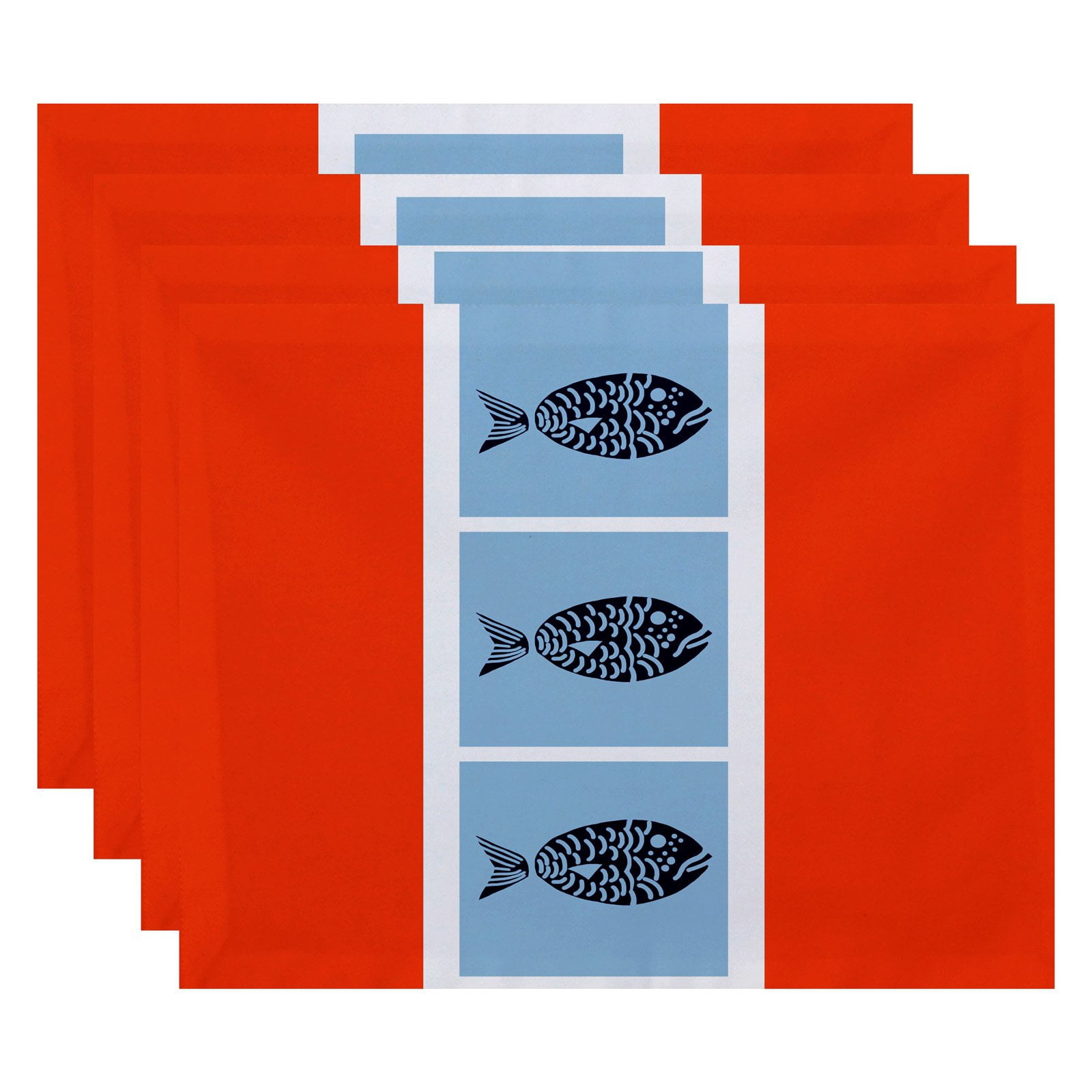 Simply Daisy 18" x 14" Fish Chips Animal Print Placemat, Set of 4