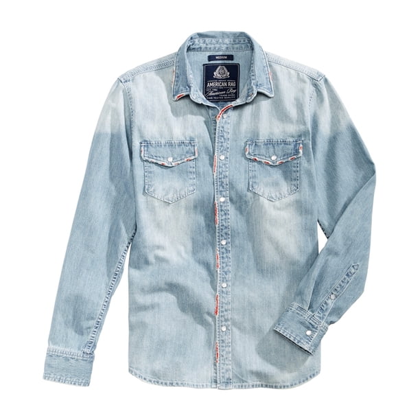 American Rag Christos - Camisa con botones para hombre, color azul, mediano American Rag Botones al frente