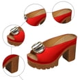 thumbnail image 5 of Rokment Women's Buckles Platform Dressy Slides Sandals 2026 Ladies Fashion Casual Leather Peep Toe Slip on Chunky Block High Heels Half Slippers Mules Red Size 8.5, 5 of 7