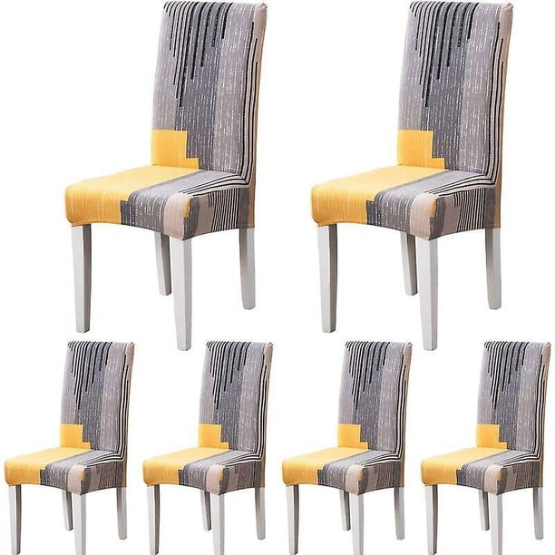 Fundas para sillas de comedor, fundas elásticas modernas y duraderas para sillas, fundas elásticas para sillas para bodas, hoteles, decoración de restaurantes (gris y naranja, 6 piezas),