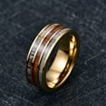 thumbnail image 4 of 8mm Gold Tungsten Wedding Engagement Promise Wood Inlaid Antler Ring Comfort Fit Ring for Men Women, 4 of 5