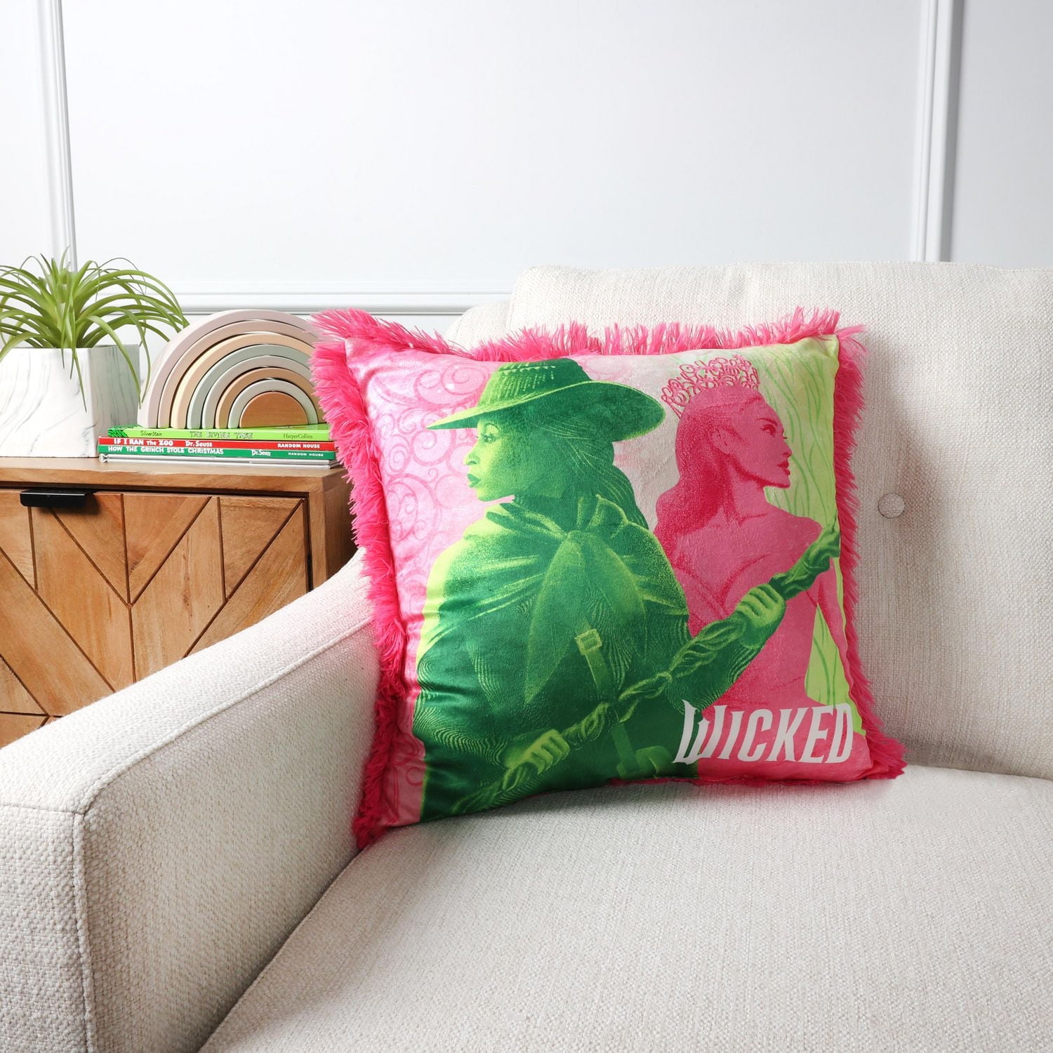 Wicked Movie Kids Funky Fur Pillow, 18” x 18”