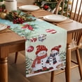 thumbnail image 2 of Table Runner 70 Inch Long - Snowman Deer Christmas Tree PoinsettiaDecorative Table Scarf,Xmas Ornaments Berry LeafDining Table Runners for Wedding Party Kitchen Dining Tables, 2 of 9