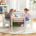 thumbnail image 4 of Costway Ensemble Table et Chaises d'Art pour Enfants avec Rouleau de Papier Bureau d'Étude en Bois Jeu Actif Blanc, 4 of 10
