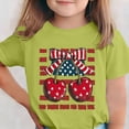thumbnail image 2 of 4th of July Girls Patriotic Shirt American Flag Cherry Bow Graphic Tee Kids Independence Day Summer Top Mint Green,Size 5-6T, 2 of 6