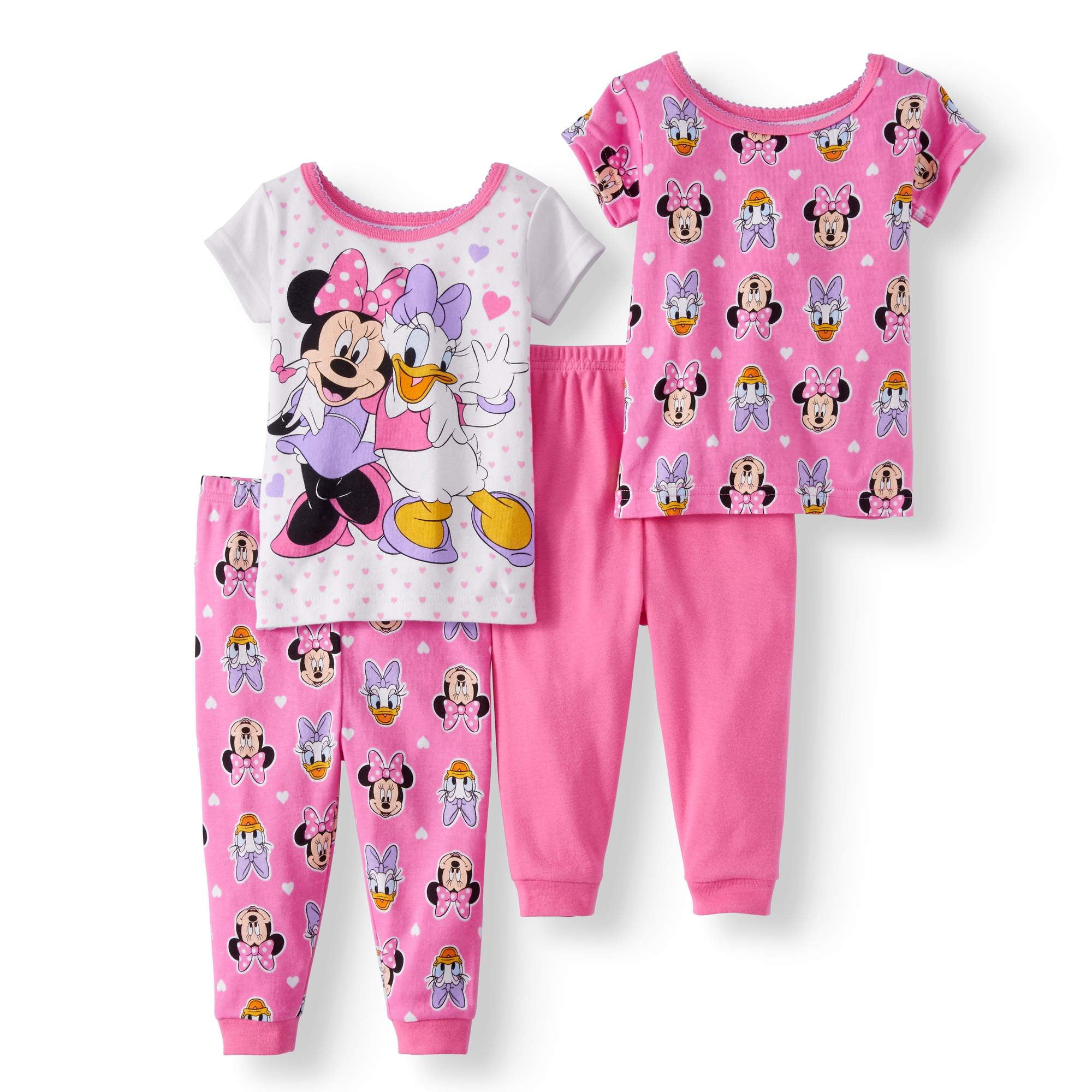 Baby Girl Cotton Tight Fit Pajamas, 4pc Set - Walmart.com