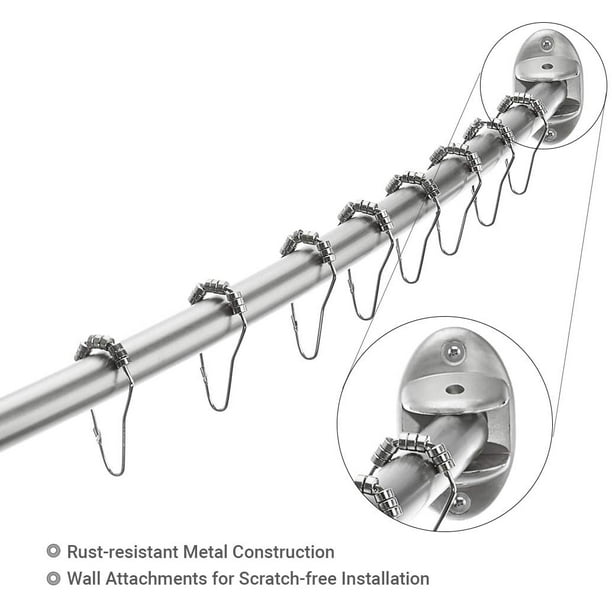 Excell 40 72 Adjustable Curved Shower Curtain Rod Brushed Nickel Walmart Com Walmart Com