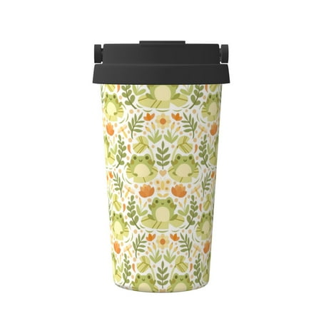 

Logiee Frogs And Botanical Print Stainless Steel Coffee Tumbler Travel Coffee Mug Insulated Coffee Mug with Lid Spill Proof Coffee Cup Portable Thermal Mug
