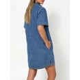thumbnail image 7 of EMMIOL Women's Button Down Denim Dress Short Sleeve Babydoll Mini Jean Shirt Dress Fall Casual Trendy Outfit, 7 of 7