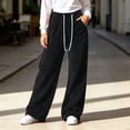 thumbnail image 2 of ZHYou No Boundarie Women's Casual Fleece Pants High Drawstring Waist Wide Leg Thick Warm Winter Loungewear Loose Sweatpants with Pockets,Black,Size XL, 2 of 8