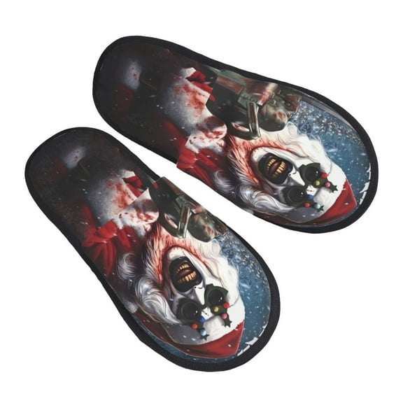 Terrifier 3 Furry Slippers For Men Women Fuzzy House Slippers Winter Anti-Slip Indoor And Outdoor Slip On Shoes Medium