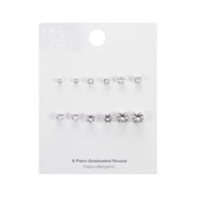 Time and Tru Womens Jewelry Essentials Simulated Diamond Stud Earrings, 6-Pack