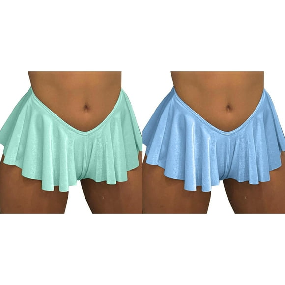 (2-Pack) Rinsvye European and Slim Ruffle Women Shorts for Summer Yoga Buttocks and Tummy Skirts for Women Short Running Shorts Women's Solid Womens Jean Shorts Color Hip Stretch Pants in Stock