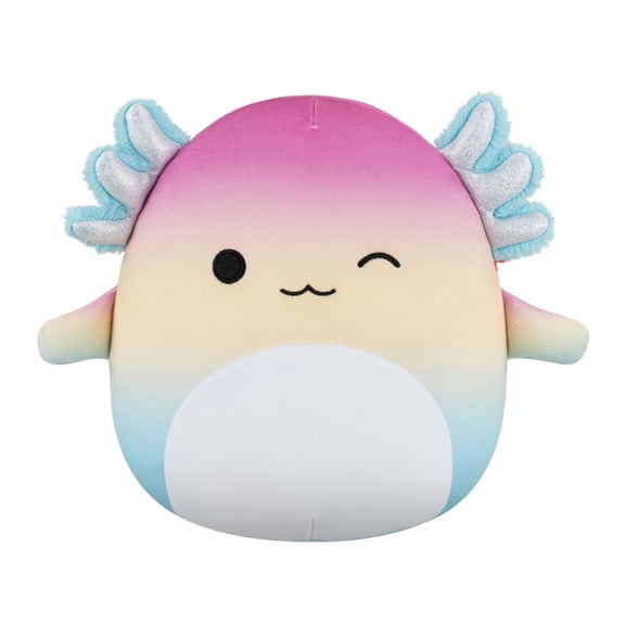 Squishmallows Official 10 inch Aika the Winking Gradient Rainbow Striped Axolotl - Child's Ultra Soft Plush Toy