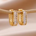 thumbnail image 2 of Pendientes de aro cuadrados con circonita brillante para mujer, aretes de acero inoxidable de Color dorado, joyería de Navidad de lujo, aretes de boda, 2 of 5