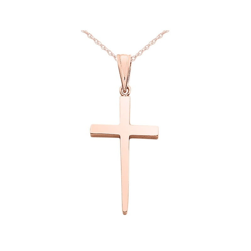 14K Pink Rose Gold Cross Pendant 