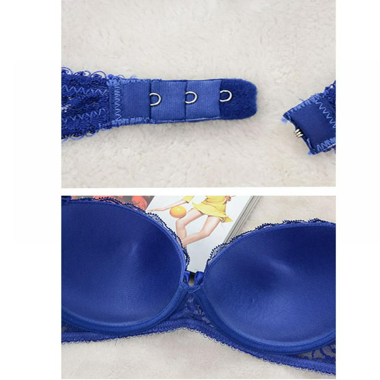 Women's Bra Set Lace Sexy Push Up Underwear Lingerie Women G-String Panties+Bralette  Bra Set (Blue,80B) 