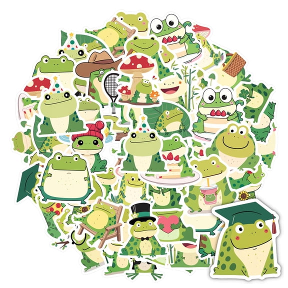 35pcs Cute Frog Stickers Animal Stationery Stickers Cartoon Frog Teacher Reward Stickers for Laptops Suitcases